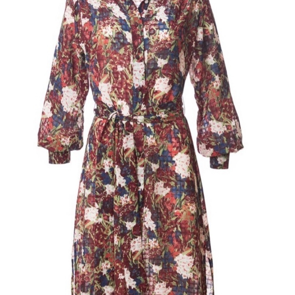 Christine Maxi Shirt Dress, Watercolor Floral - Picture 3 of 3